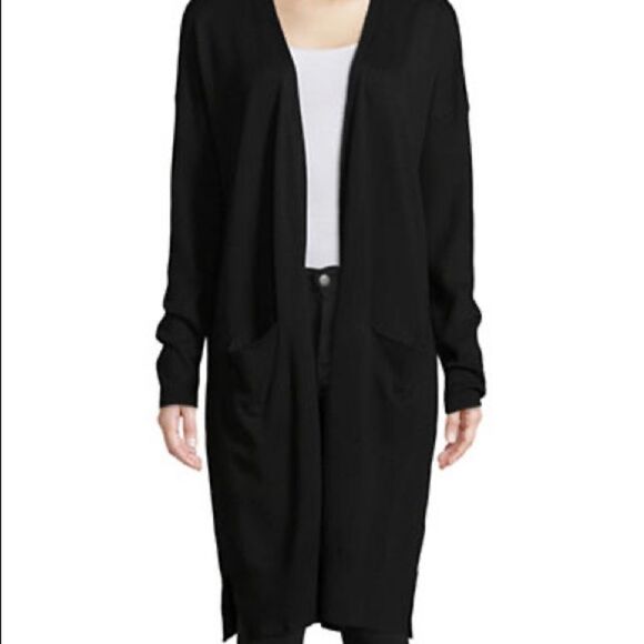 Ellen Tracy Long Sleeve Side Slit Cardigan-BLACK-Medium - Picture 1 of 3
